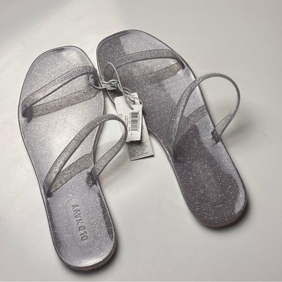 Old Navy Women's Low Heel Flat Silver Glitter Jelly Slide Sz 6 NWT - Picture 2 of 7